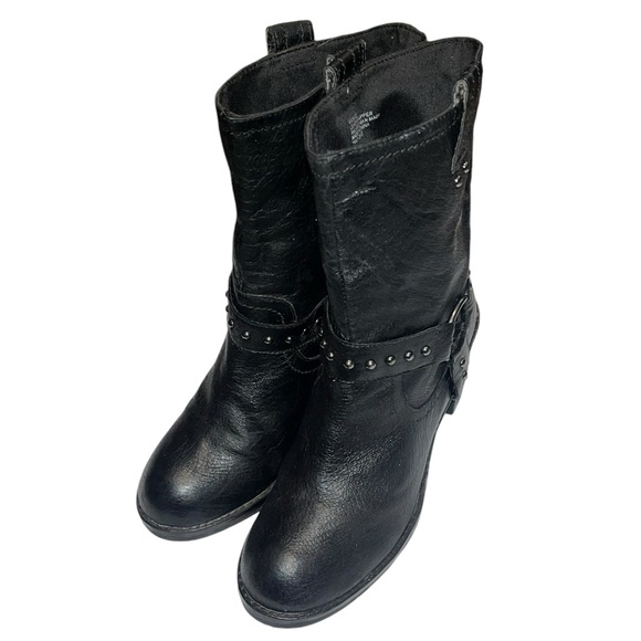 Nine West Vicegd Leather Moto Heeled Harness Boots - Size 7M - Picture 3 of 11